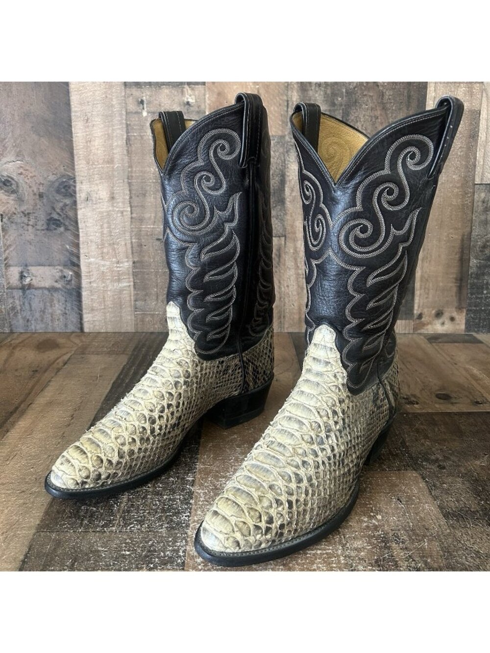 Tony Lama El Paso Vintage Gold Label Snakeskin Western Cowboy Boots Mens 10.5 D